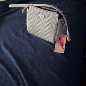 Betsey Johnson Silver Quilted Crossbody Bag